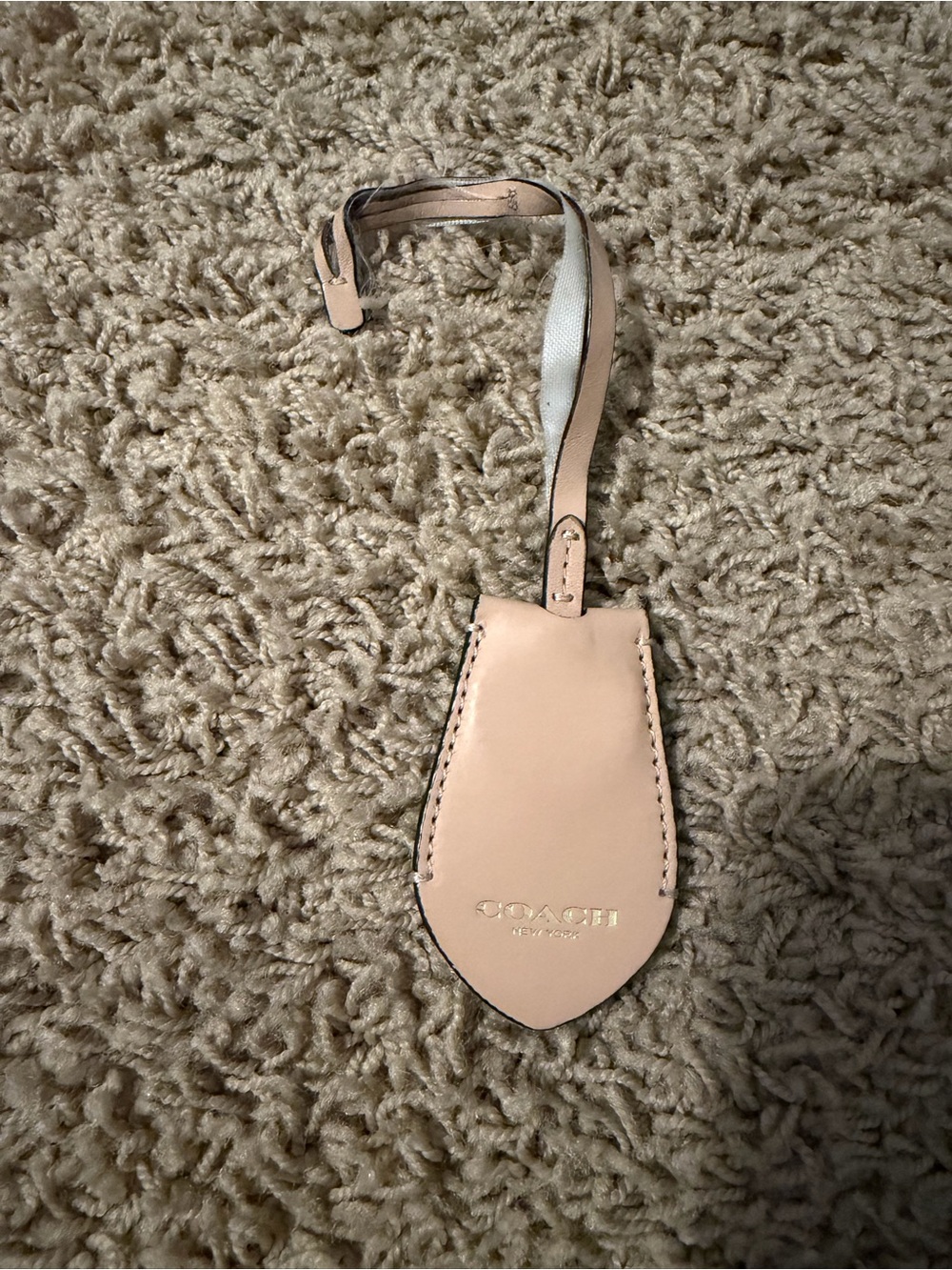 Coach Pale Pink Leather Luggage Tag with Strap